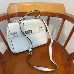 Michael Kors Karson Medium Satchel – Optic White Pebbled Leather